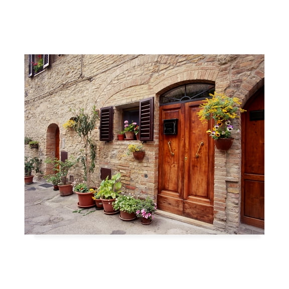 Trademark Fine Art 'Flowers On The Wall Tuscany Italy Color' Canvas Art by Monte Nagler