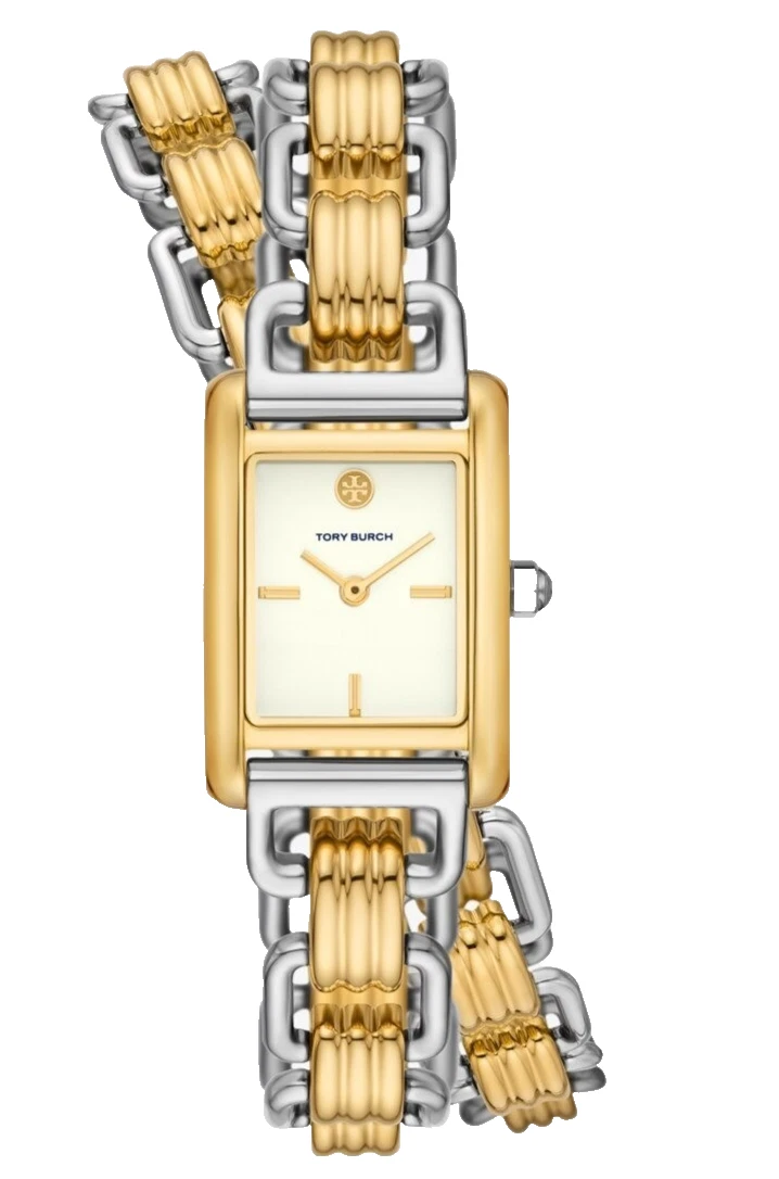 Tory Burch Eleanor TBW1074 Cream Dial Two Tone Double Bracelet 28MM Womens Watch
