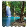 thumbnail image 3 of Ambesonne Aqua Shower Curtain, Asia Thailand Jungle Trees, 69"Wx84"L, Turquoise Green Brown, 3 of 5