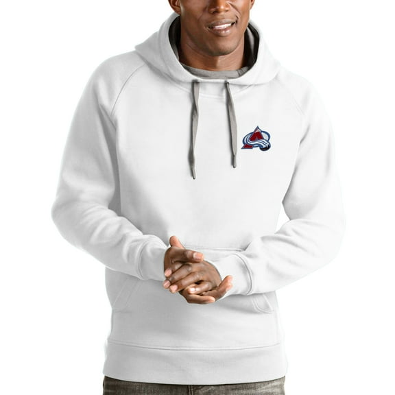 Men's Antigua White Colorado Avalanche Victory Pullover Hoodie