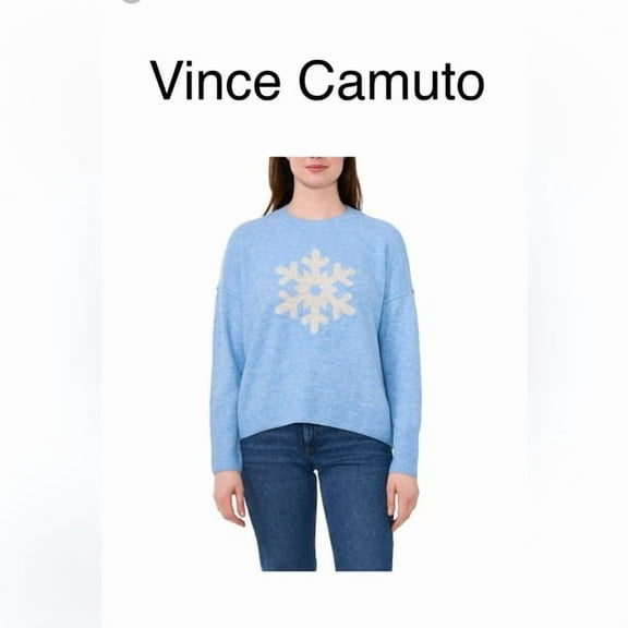 Vince Camuto Women's Snowflake Sweater in Blue Size X-Large