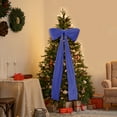 thumbnail image 4 of Large Purple Velvet Christmas Bow – Giant 70.8×19.7 in Tree Topper, Window, Mantle & Holiday Decoration, Elegant Plush Bow for Christmas Decor, 4 of 5