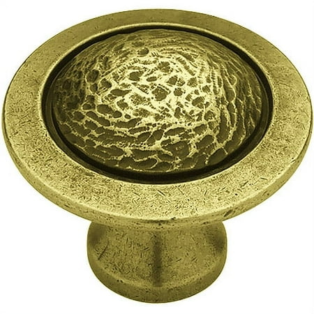 Rough & Smooth Knob - Tumbled Antique Brass - 1 1/2"