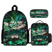 My Hero Academia Backpack 3 Piece Set Laptop Backpack with Pencil Case Lunch Bag Combination For Travel Work Camping