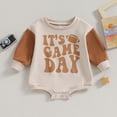 thumbnail image 7 of Okbabeha Newborn Baby Boy Girl Football Outfit Letter Print Long Sleeve Sweatshirt Romper Infant Cute Fall Winter Clothes, 7 of 7