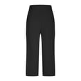 thumbnail image 6 of Stamzod Womens Capris Fashion Solid Color Stretch Waist Work Capri Leggings Casual Slim Fit Yoga Leggings with Pockets for Women Black M, 6 of 7