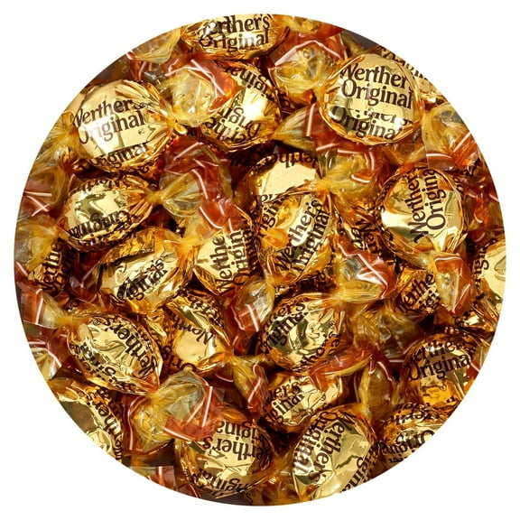 Werthers Original Creamy Caramel Filled Hard Candy, 1 Pound Bulk Bag, Individually Wrapped Werthers Caramel Filled Candy, The Hampton Popcorn & Candy Company