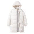 thumbnail image 2 of Wrtxtat Men's Hooded Long Puffer Coat Winter Parka Jacket with Pockets Full Zip Windproof Heavyweight Puffy Warm Outerwear White M, 2 of 4