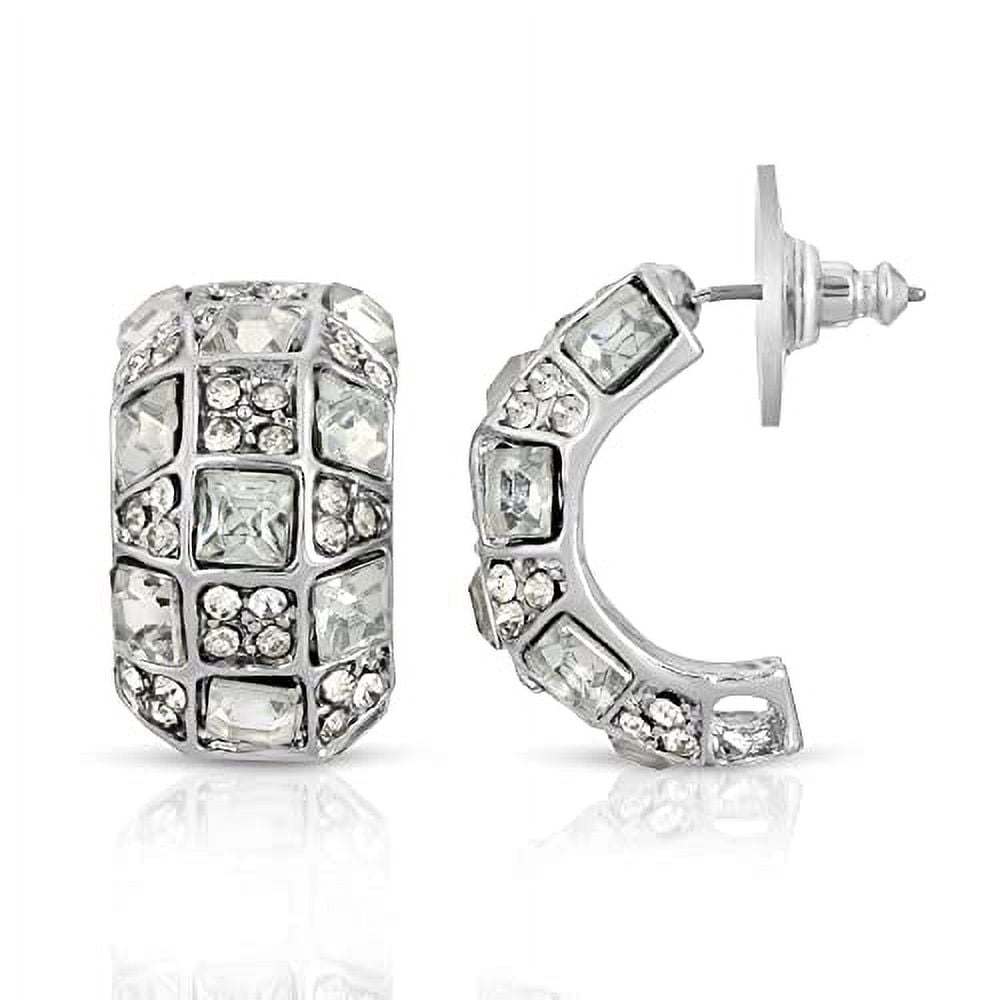 2028 Jewelry Grandeur Clear Crystal Half Hoop Earrings