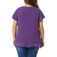 thumbnail image 3 of Agnes Orinda Women's Plus Size St. Patrick's Day Chiffon Top Ruffle Short Sleeves V Neck Double Layered Hem Casual Blouses 2X Purple, 3 of 6