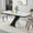 White + Black, variant on Modern Rectangle Dining Table, Stretchable, Faux Marble Table Top+MDF Black X-Shape Table Leg with Metal Base