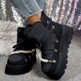 thumbnail image 4 of HEWUQI Women's Platform Winter Snow Boots Waterproof Lace up Plush Lined Non Slip Pearl Strap Warm Comfortable Slip on Ankle Booties Black Size 7.5, 4 of 6