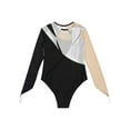 thumbnail image 6 of YEAHDOR Girls Long Sleeve Gymnastics Ballet Leotard See-through Mesh Metallic Patchwork Figure Skating Bodysuit Silver 6, 6 of 7