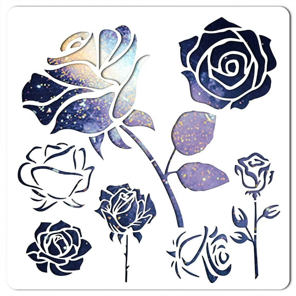 Plastic Drawing Painting Stencils Templates Square Rose Pattern 30x30cm