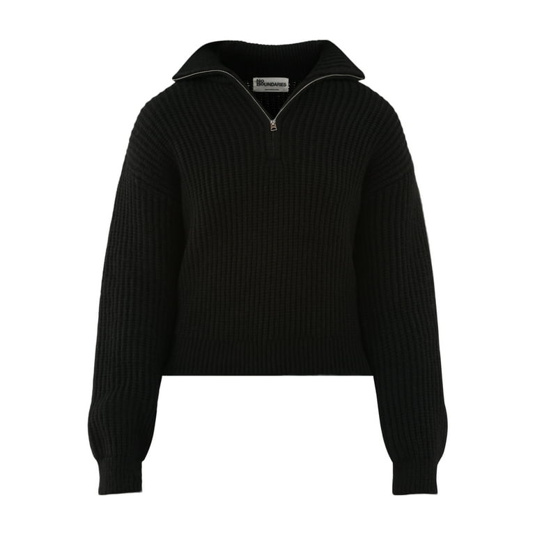 No Boundaries Half Zip Mock Neck Sweater, Midweight, Women’s No Boundaries Half Zip Mock Neck Sweater, Midweight, Women’s