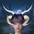 thumbnail image 1 of Devil Sheep Headband Gothic Punk Hair Accessory for Fancy Dress Costume White, 1 of 8