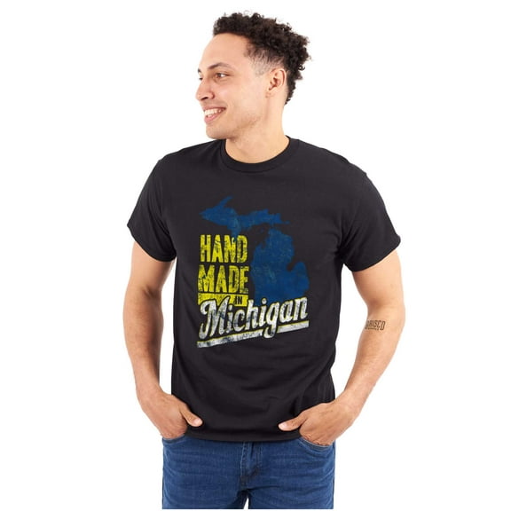 Hand Made in Michigan Funny Mitten Men's Graphic T Shirt Tees Brisco Brands S