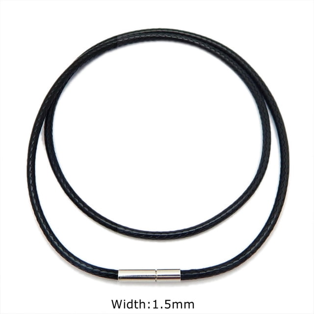 Collar de cuerda de cuero genuino negro con cierre, cadena de cordón, cadena de línea para colgante DIY, accesorios para hacer joyas, suministros para hombres