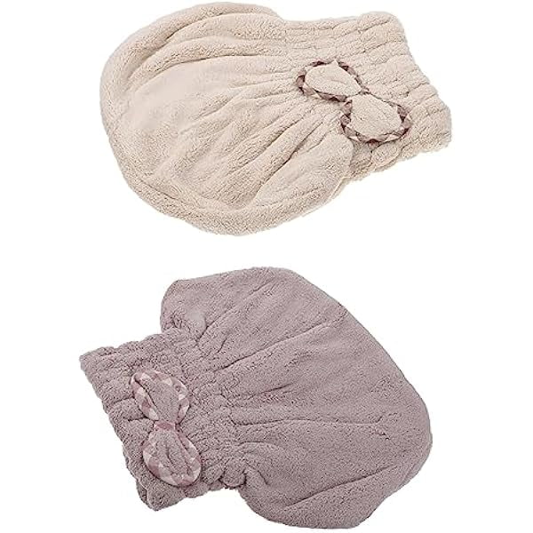 wonima11 2pcs Absorbent Hair Drying Towels Soft Fleece Caps for Quick Drying Wet Hair Bathing Hats to Reduce Frizz and Heat Damage Comfortable and