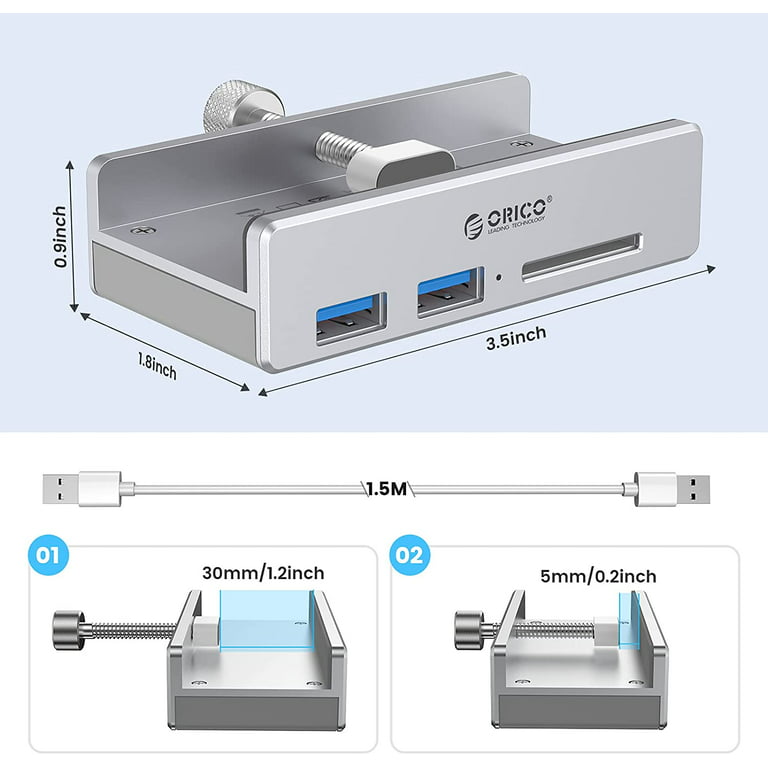 symmetri Opdage som resultat ORICO 2 Ports USB 3.0 Hub with SD Card Reader 5Gbps Hub Splitter for Laptop  (10-32mm Thick) - Walmart.com