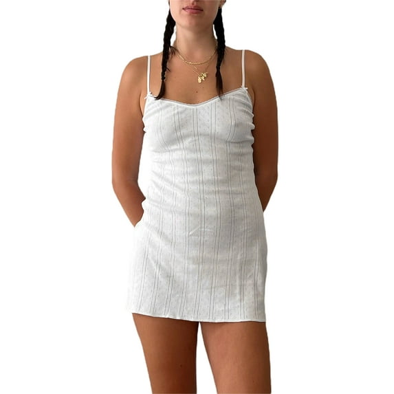 Liacowi Women Sling Dress Spaghetti Straps Backless Bowknot Slim Fit Summer Mini Dress for Club Party