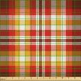 thumbnail image 2 of Ambesonne Orange Plaid Fabric by the Yard Microfiber, Warm Palette Squares, 1 Yard, Vermilion and Chestnut Brown, 2 of 2