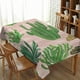 thumbnail image 2 of 1 mantel de lino con estampado de plantas tropicales verdes, estilo pastoral. Cuadrado-5, 2 of 9