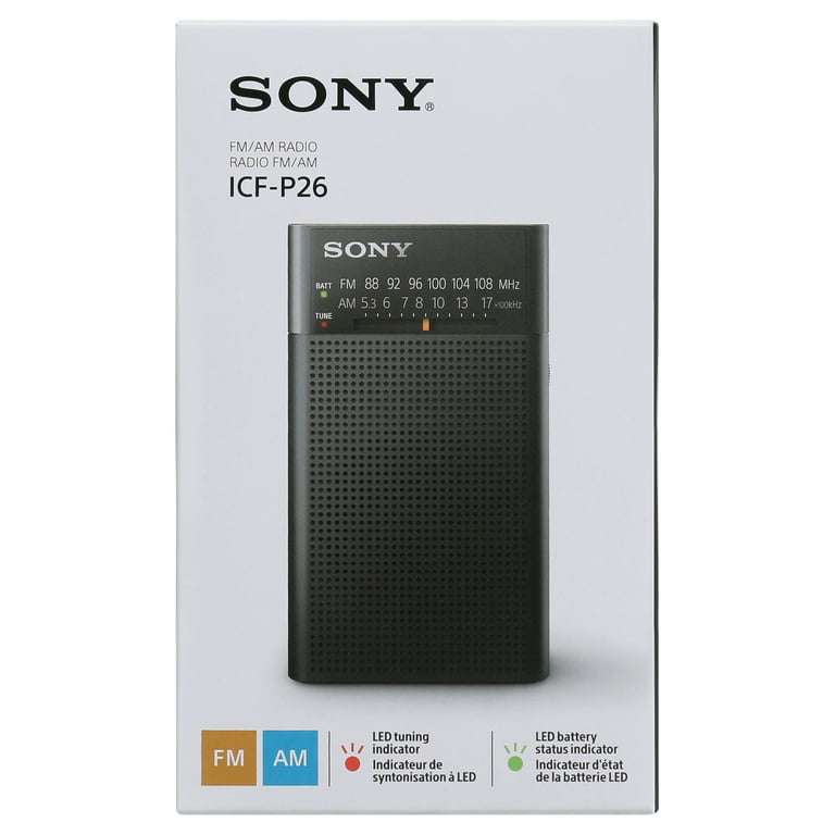 Sony ICF-P36 - Radio analógico portátil FM/AM, negro, 13.15 x 6.95 x 4.35 cm