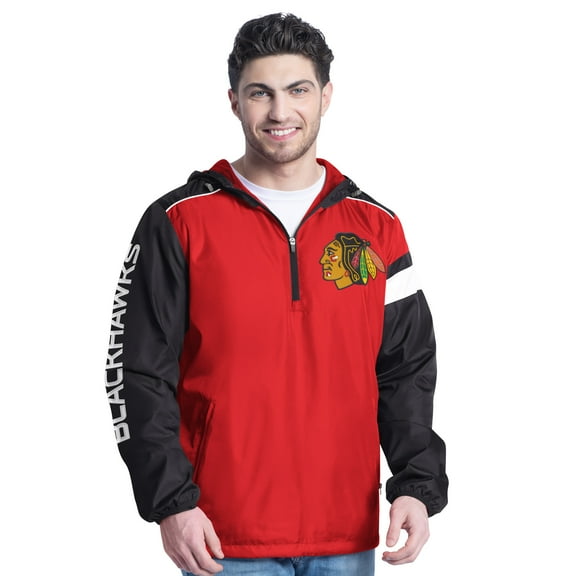 Men's G-III Sports by Carl Banks Red/Black Chicago Blackhawks Lateral Half-Zip Hoodie Jacket