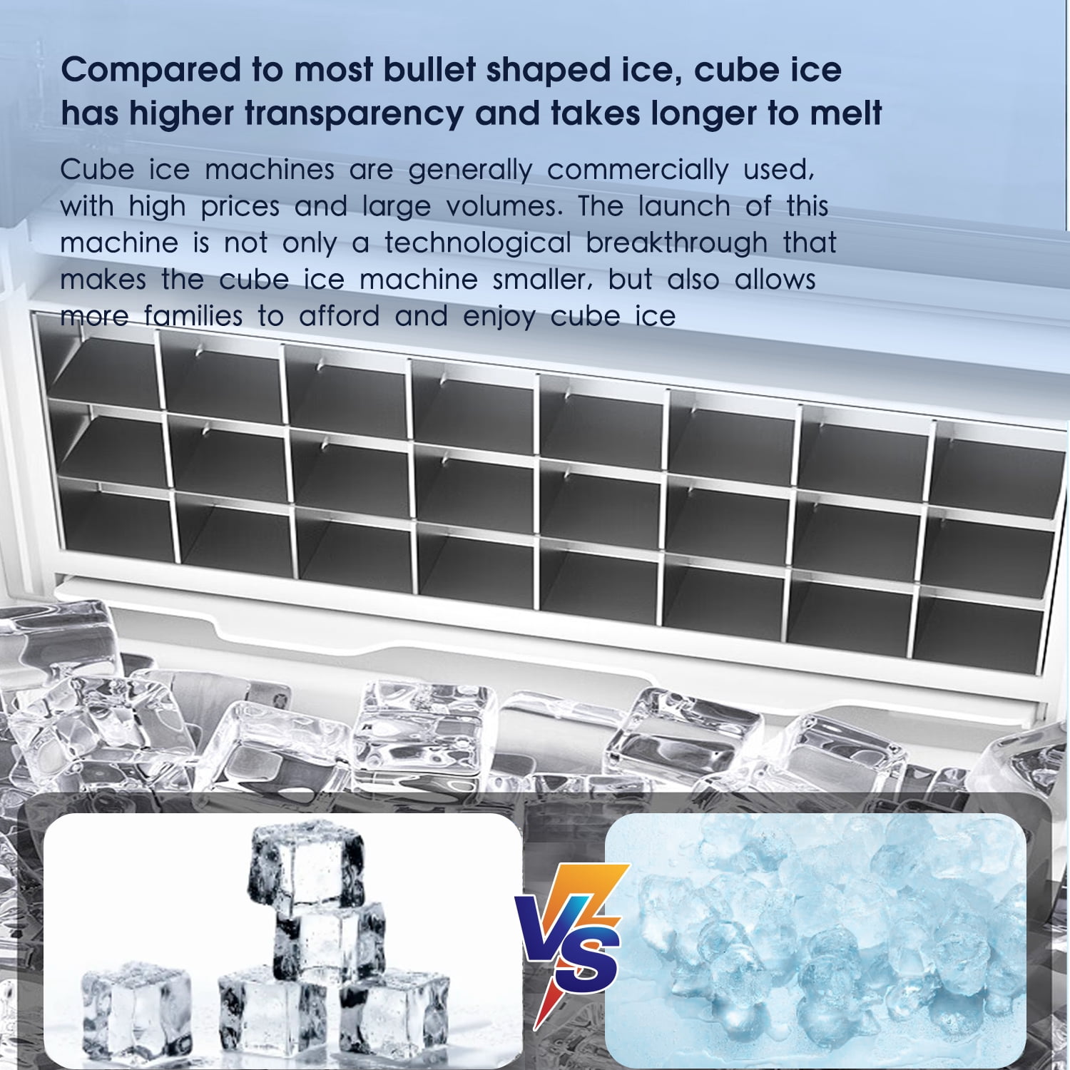 VECYS Countertop Cube Ice Maker, 34LBS Daily Production with Self-Clean