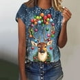 thumbnail image 2 of Christmas Tops Women's Christmas Pullover Short Sleeve Tshirt Santa Claus Shirts Christmas Tree Graphic Sweatshirt Garland Star Clothes Lights Tinsel Pullovers Crewneck Top Fashion Outfits, 2 of 4