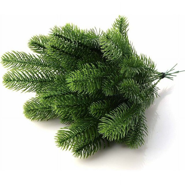 Ramas De Abeto Artificiales, Plantas Verdes, Agujas De Pino, Accesorios De Flores De Corona Navideña, Decoración Del Hogar Del Jardín 24X8cm 15 Piezas Verde