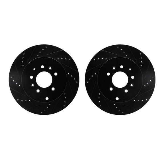 Dynamic Friction Company Rear Brake Rotors-Drilled and Slotted-Black 8002-80072