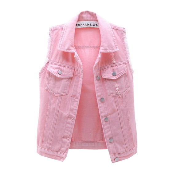 Youweixiong Women's Plus Size Sleeveless Ripped Denim Jacket Button Up Jeans Vests with Pockets S-5XL