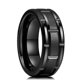 thumbnail image 4 of Classic Men S 8mm Black Tungsten Wedding Rings Double Groove Beveled Edge Brick Pattern Brushed Stainless Steel Rings For Men, 4 of 5