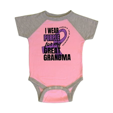 

Inktastic Chronic Pain I Wear Purple For My Great Grandma Gift Baby Boy or Baby Girl Bodysuit