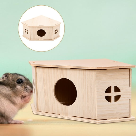 Baluue Wooden Hamster House Triangular Design Pet Supplies 1 Pcs