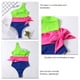thumbnail image 4 of Traje de baño de mujer de una pieza con un hombro, bloques de color, corte con lazo en la cintura, traje de baño de bikini, 4 of 5