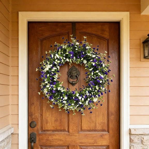 Farmhouse Colorful Cottage Wreath Spring Hanging Ornament, Durable and Stable Beautiful Artificial Wreath, All Seasons Welcome Sign Festival Party Decoration