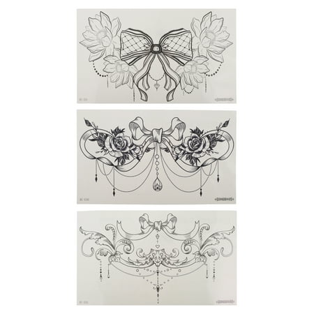 Unique Bargains Christmas 3 Pcs Waterproof Fake Tattoos Temporary Tatto for Adult Black