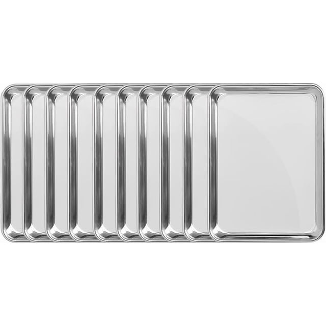 Set de 10 Charolas Bluelander para Hornear, 3 × 60 × 40 cm, Charola de Aluminio, Bandeja Antiadherente