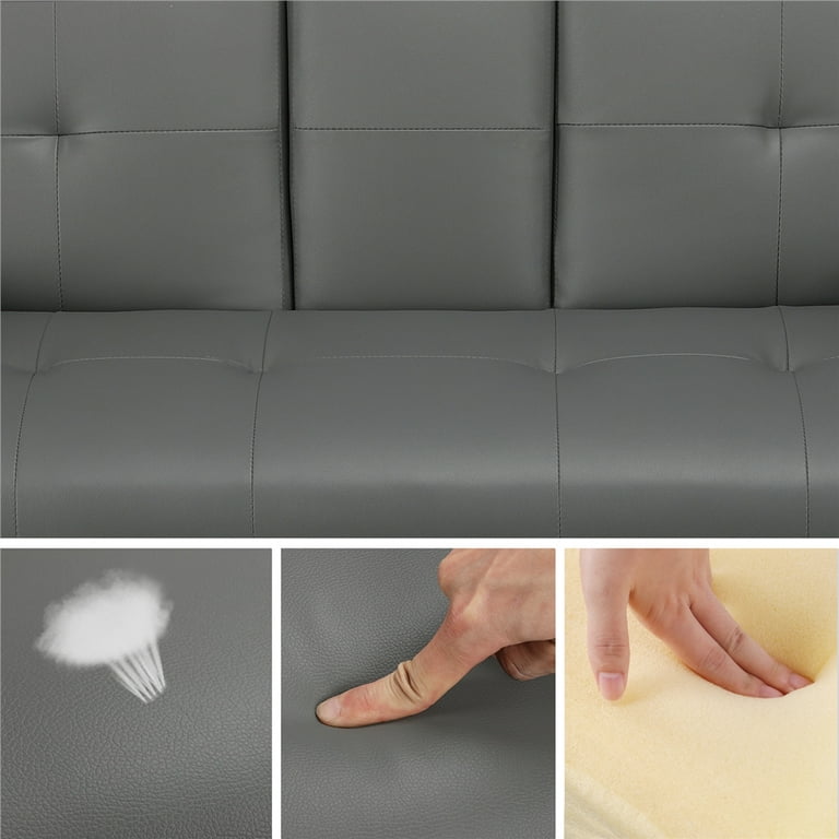 Gray faux leather futon outlet