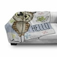 thumbnail image 2 of Owls Soft Flannel Fleece Throw Blanket, Cartoon Owl and a Butterfly on Floral Background Hello Message Illustration, Cozy Plush for Indoor and Outdoor Use, 60" x 80", Multicolor, by Ambesonne, 2 of 5