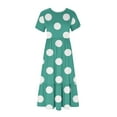 thumbnail image 3 of Penkiiy Women's Summer Polka Dot Print Casual Short Sleeve Crewneck Basic Swing T Shirt Dress Flowy Beach Vacation Sundress L Mint Green, 3 of 4