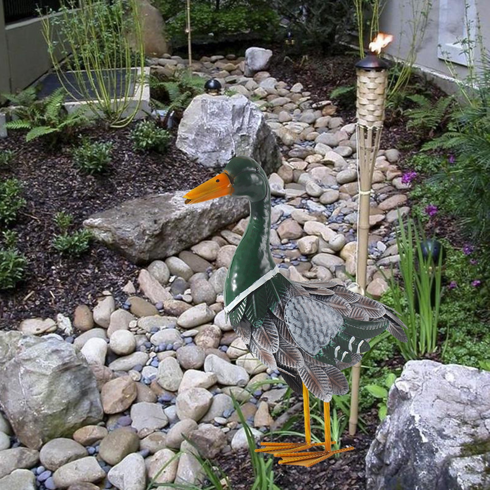 Realistic Duck Statue, Lifelike Metal Duck Sculptures&Statues, Animal Mallard Ducks Statue for Koi Pond Garden Yard,Outdoor Metal Ducks Yard Art