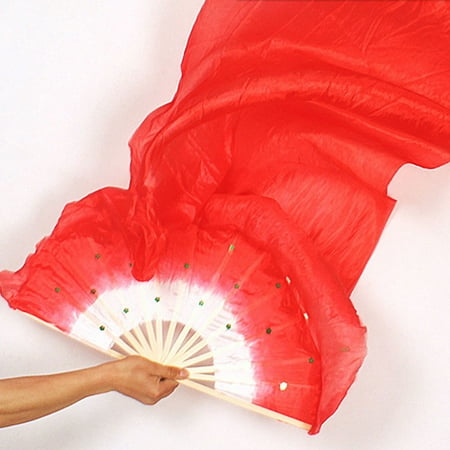 

Women Dance Costume Bamboo Long Silk Fans Veil Silk Fan