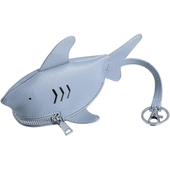 Mini Coin Purse Keychain, Cute Shark Zipper Pouch – PU Leather Small Coin Wallet for Women, , Keys & Travel(1pcs-blue)