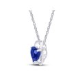 thumbnail image 2 of AFFY Heart Shape Simulated Blue Sapphire & White Diamond Accent Devil Heart Shape Pendant Necklace In 14K Solid White Gold With 18" Rope Chain, 2 of 5