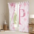 thumbnail image 3 of Erosebridal Initial Alphabet P Kids Blackout Curtains Set of 2 (52x84 Each),Pink Floral Flowers Window Curtains For Bowtie Girls, 3 of 7