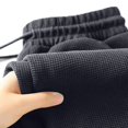 thumbnail image 6 of Men's Straight Leg Waffle Pants,Elastic Drawstring Waist Loose Fit Casual Trousers, Lightweight Breathable Textured Daily Streetwear Clothes with Pockets Black XL, 6 of 6